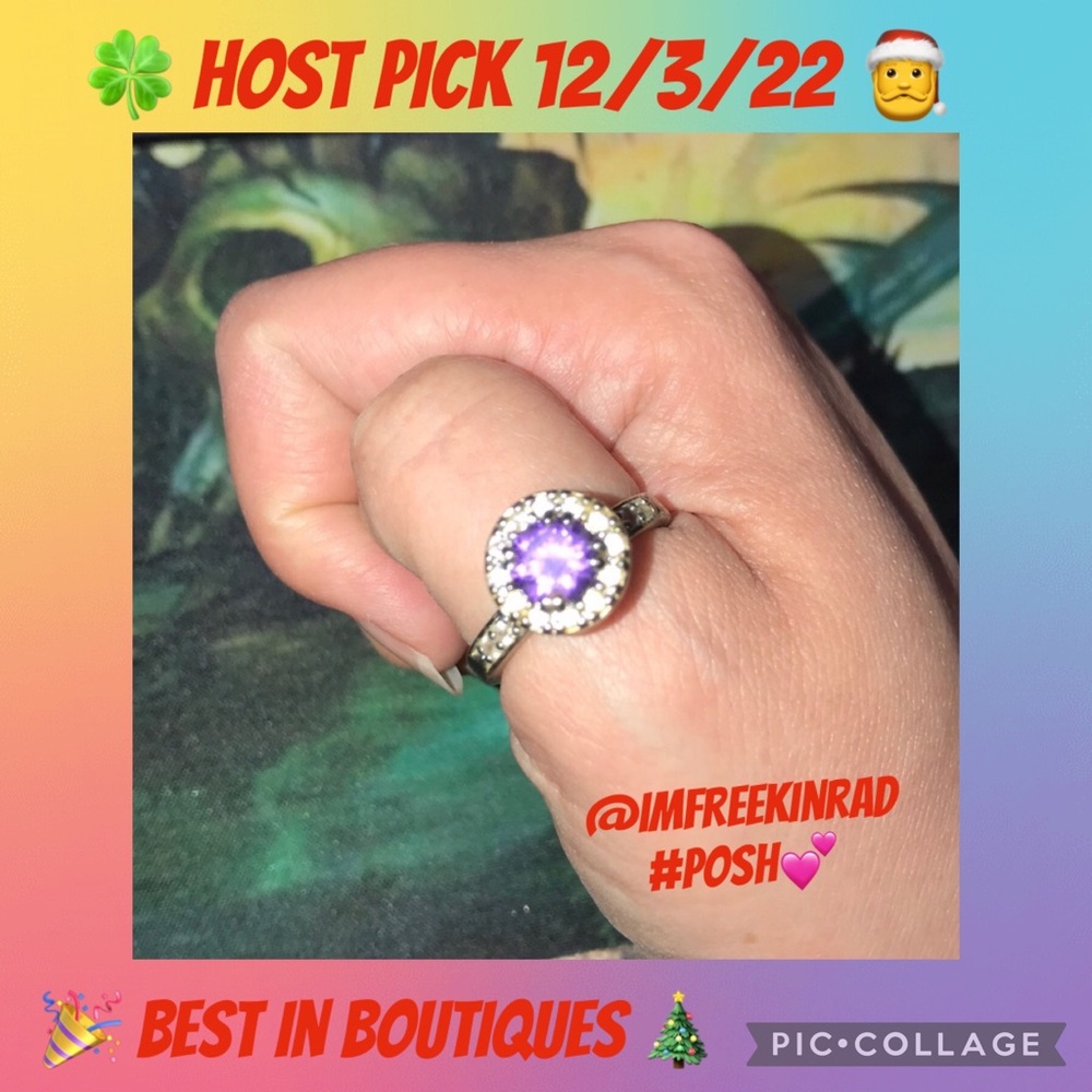 Diamond 💎 candles purple & white gemstone ring size 8.5